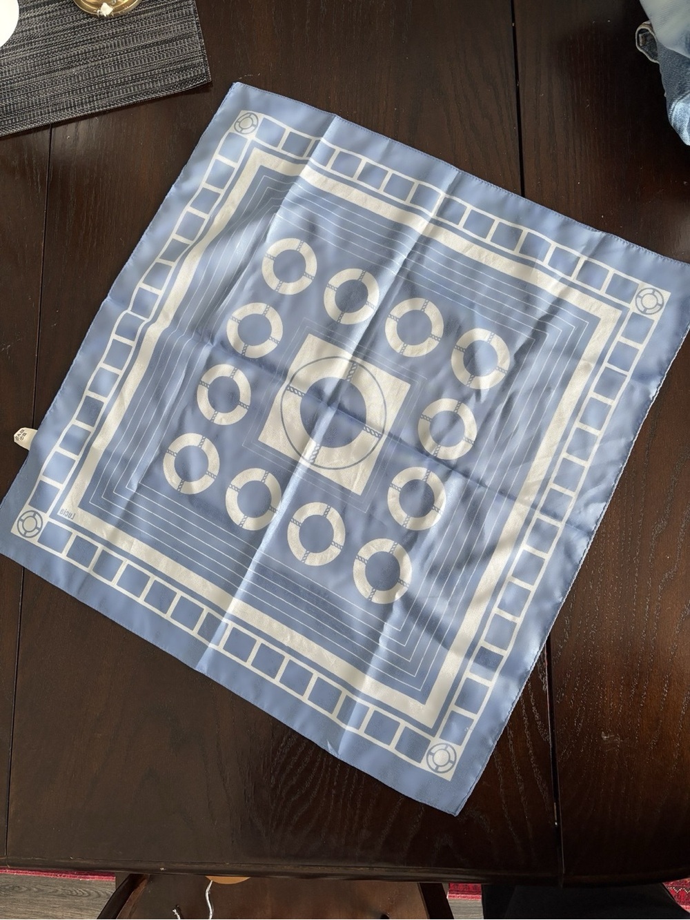 Light Blue Nautical Silk Scarf